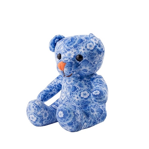 Teddybeer Delftsblauw bloemenmotief 15 cm