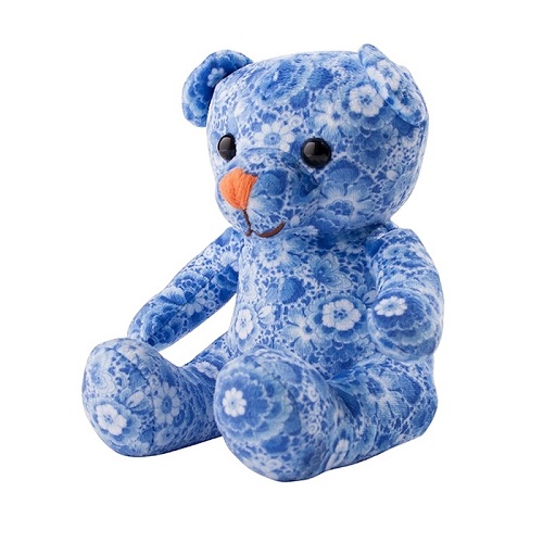 Teddybeer Delftsblauw bloemenmotief 20 cm