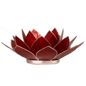 Chakra 1 Lotus sfeerlicht Capiz rood met goudkleurig randje