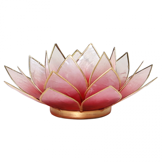 Lotus sfeerlicht goudrand rood/roze, 13,5 cm