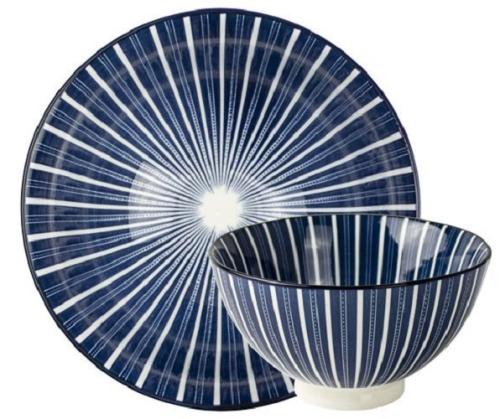 Gusta blauwwit kom Strepen 13,5 cm