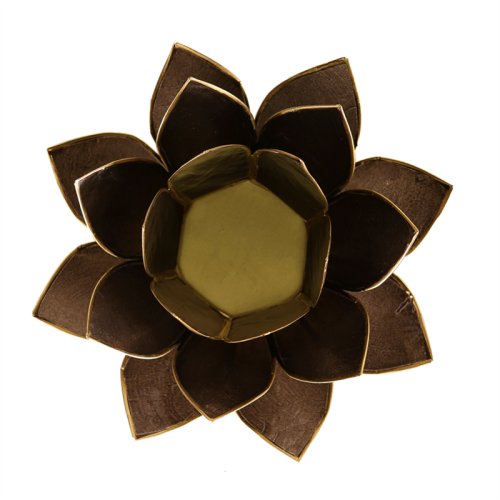 Lotus sfeerlicht zwart met goudkleurige rand, 13,5 cm
