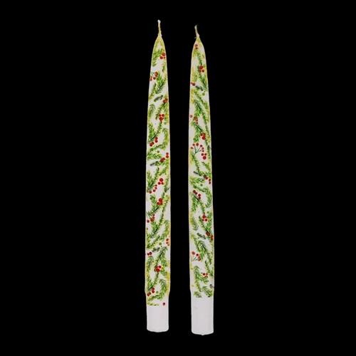 Flatyz set van 2 platte kunstkaarsen Christmas Pine Needles and Berries