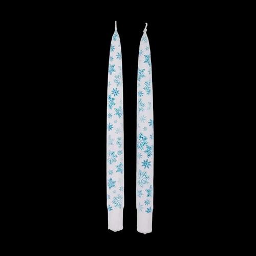 Flatyz set van 2 platte kunstkaarsen Blue Snowflakes