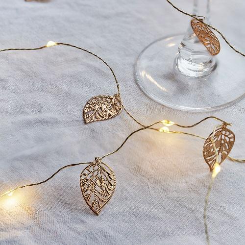 Sirius lichtsnoer led Marlin Leaf opengewerkte blaadjes goud clear