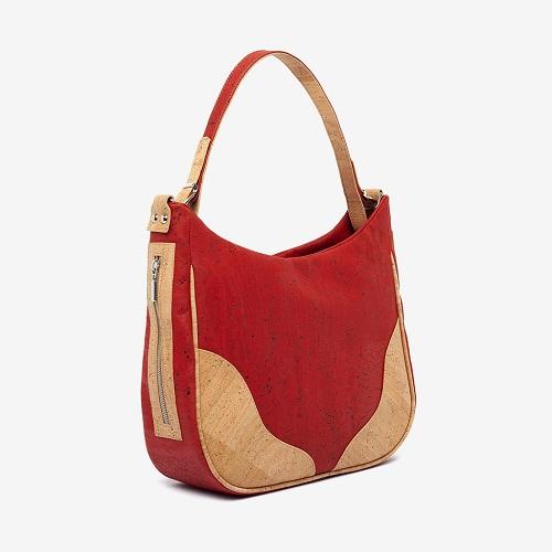 Artelusa kurk hand/schoudertas rood en naturel beige