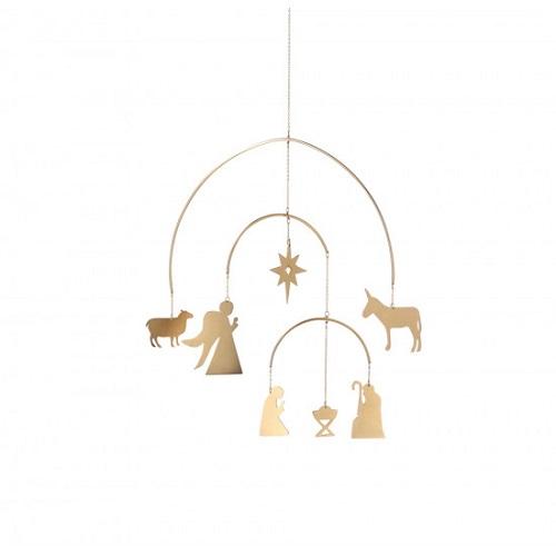 Räder mobile Kerststal metaal mat brons groot