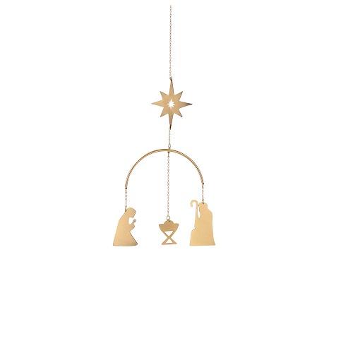 Räder mobile Kerststal metaal mat brons klein