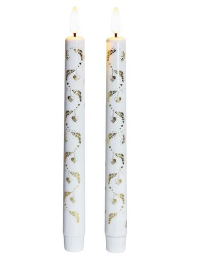 Sirius led diner kaars Sille wit met print kerst, set van 2