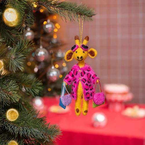 Sjaal met verhaal Hanger Giraffe Shopaholic Roze