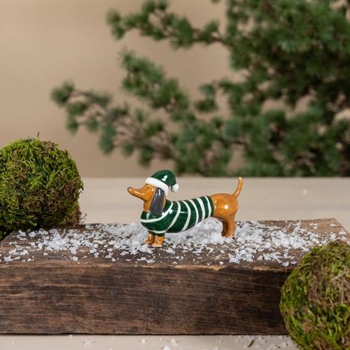 Storefactory decoratiefiguur Teckel Albin groen