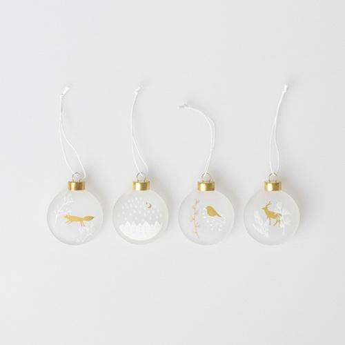 Räder hangers, platte glazen balletjes Frosted set van 4
