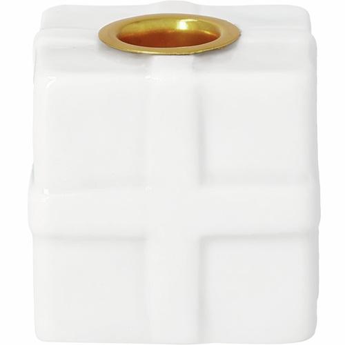 Räder kaarsenstandertje mini kadootje wit met goud