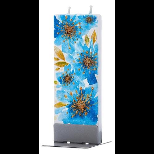 Flatyz platte kunstkaars Blue and Gold Flowers