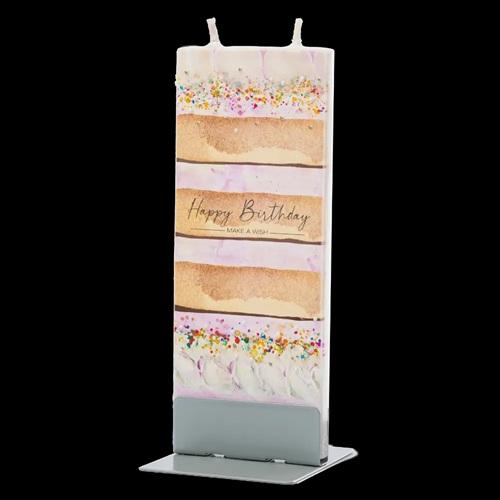 Flatyz platte kunstkaars Happy Birthday make a wish