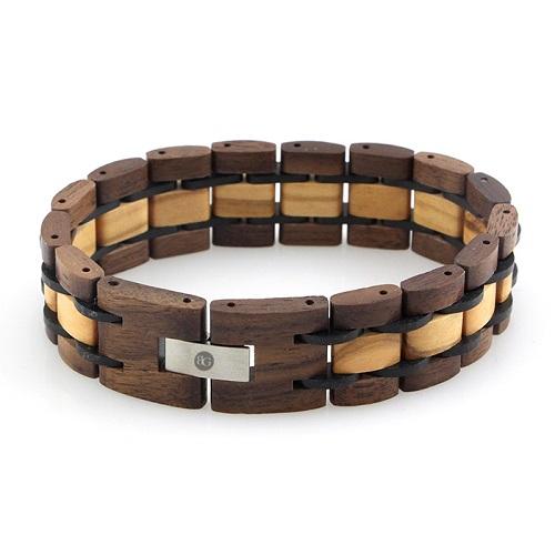 images/productimages/small/drakon-walnut-wood-olive-wood-black-stainless-steel-brisa-gaia-houten-armband.jpg