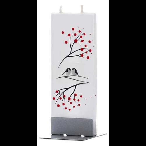 Flatyz platte kunstkaars Winter birds on white