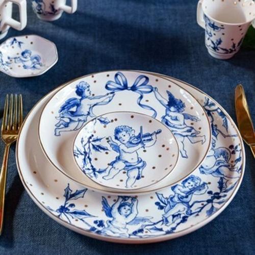 Heinen Delftsblauw petit four schaaltje Kerst engel