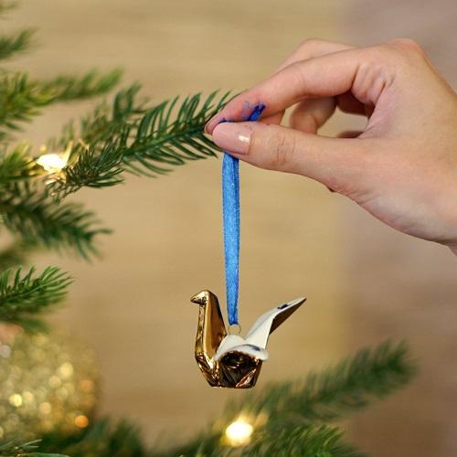 Heinen Delftsblauw hanger origami kraanvogel