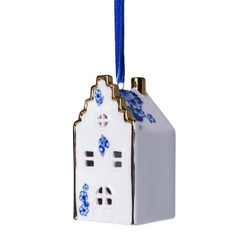 Heinen Delftsblauw hanger Huisje Trapgevel