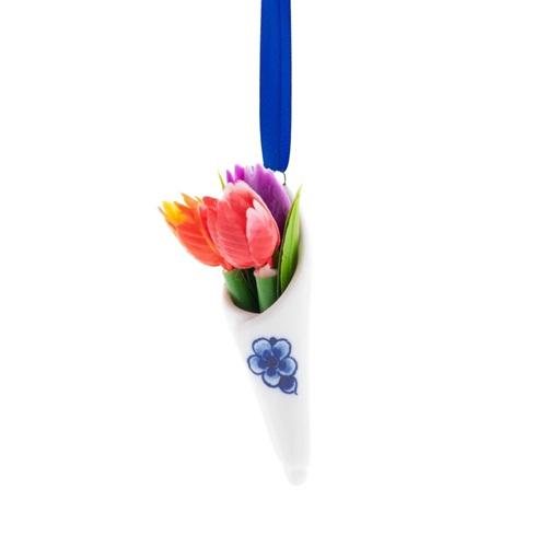 Heinen Delftsblauw hanger Boeket Tulpen
