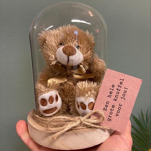 Beertje in glazen stolp: Een grote knuffel voor jou lichtbruin