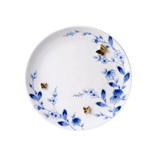 Heinen Delftsblauw Vlindergoud Wandbord 26,5 cm