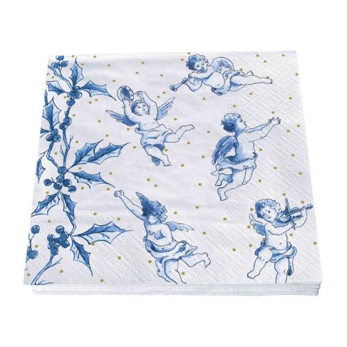 Heinen Delftsblauw servetten Kerst Engel