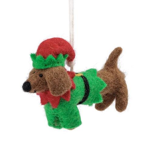 Sjaal met verhaal hanger Teckel Kerst Elf