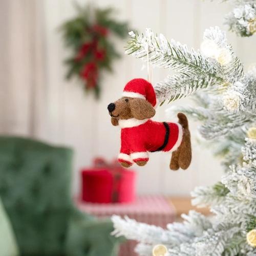 Sjaal met verhaal hanger Teckel Kerstman