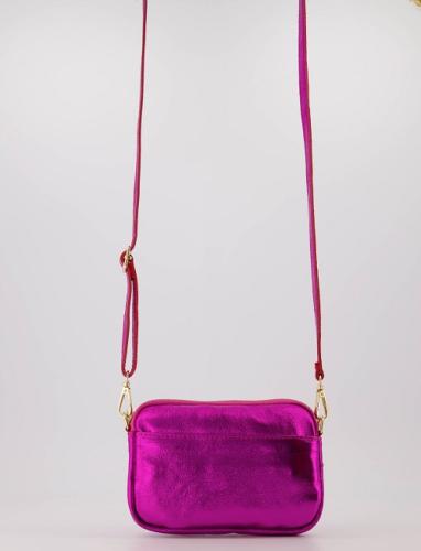Leren tasje Alani Metallic fuchsia roze