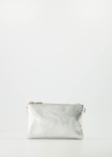 Leren tasje Menna metallic zilver