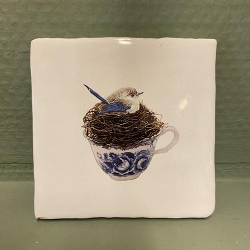 Vanons2 Tegeltje 10x10 Ornaatelfje op nest