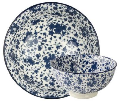 Gusta blauwwit kom Floral 15,7 cm