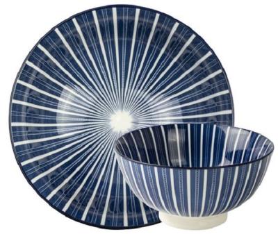 Gusta blauwwit kom Strepen 15,7 cm