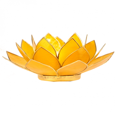 Chakra 3  Lotus sfeerlicht Capiz geel met goudkleurig randje