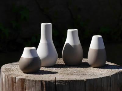 Räder porseleinen mini vaasjes Pastel Grijs, setje van 4