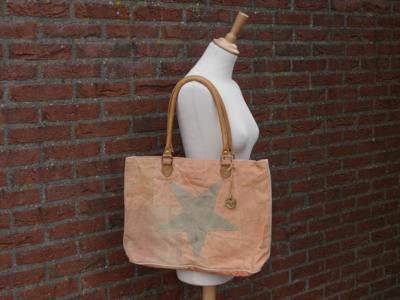 Tas zalmoranje canvas met leer Ster