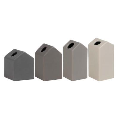 Räder mini vaasjes Huis grijs, set van 4