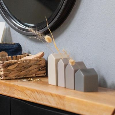 Räder mini vaasjes Huis grijs, set van 4