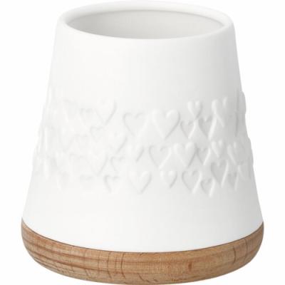 Räder waxinelicht windlicht porselein met hout Hartjes small