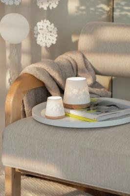 Räder waxinelicht windlicht porselein met hout Klavertjes medium