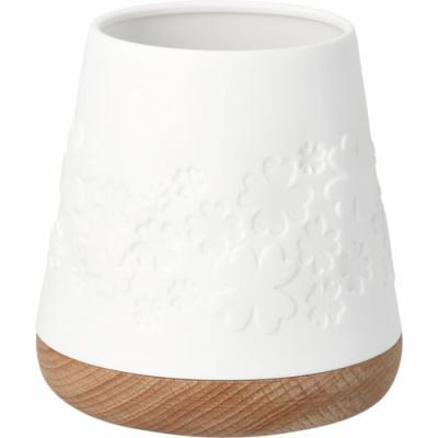 Räder waxinelicht windlicht porselein met hout Klavertjes medium