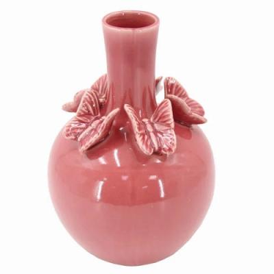0 Grote vaas Vlinders roze