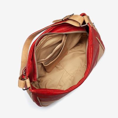 Artelusa kurk hand/schoudertas rood en naturel beige