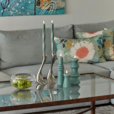 Sirius led kaars Sille Nordic Sculpture sandy groen Twist 26 cm, set van 2