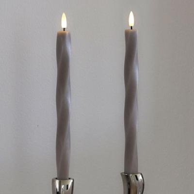 Sirius led kaars Sille Nordic Sculpture warm grijs Twist 26 cm, set van 2