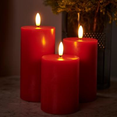 Sirius Sille grote led kaarsen Scarlet rood, set van 3