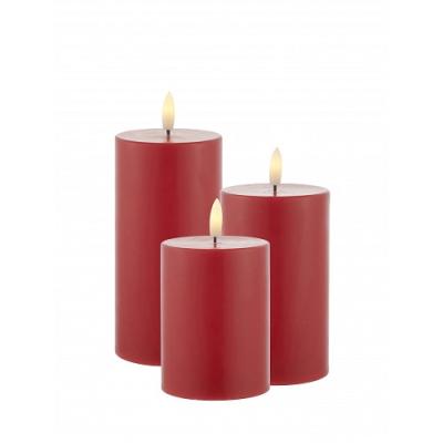 Sirius Sille grote led kaarsen Scarlet rood, set van 3