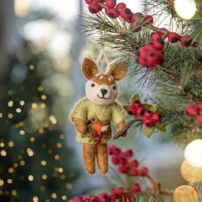 Sjaal met verhaal Hanger Hert English Christmas Lichtgroen